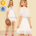 Lace Trim Eyelet bestickte Kleid Herstellung Großhandel Mode Frauen Bekleidung (TA3152D)